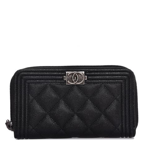 chanel boy small zip around wallet|chanel caviar small wallet price.